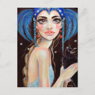 Carte Postale Lenore et le corbeau aux trois yeux, art original