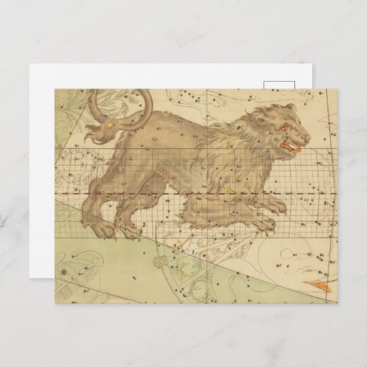 Carte Postale  Leo star sign restored antique map (Devant / Derrière)