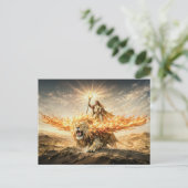 Carte Postale Leo Zodiac with Warrior Riding a Fiery Winged Lion (Debout devant)