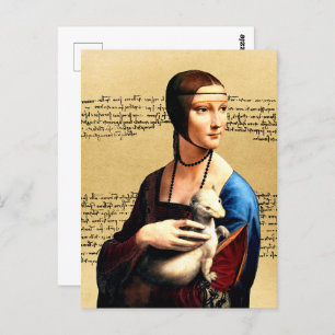 Carte Postale Léonard de Vinci Lady avec Ermine