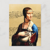 Carte Postale Léonard de Vinci Lady avec Ermine (Devant)