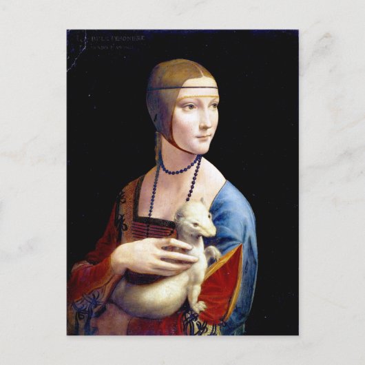 Carte Postale Léonard de Vinci Lady avec une mine (Devant)