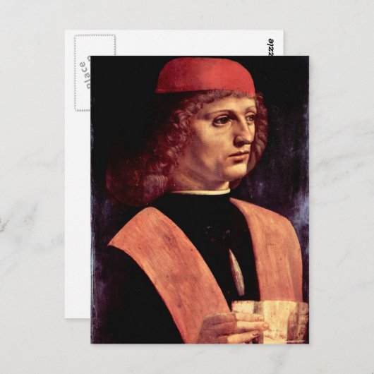 Carte Postale Léonard de Vinci - Portrait d'un musicien (Devant / Derrière)