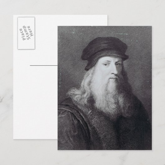 Carte Postale Leonardo da Vinci, gravé par Raphael (Devant / Derrière)
