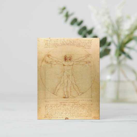 Carte Postale Leonardo Da Vinci, Homme de Vitruve, Nombre d'Or (Debout devant)