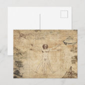 Carte Postale Leonardo Da Vinci L'Homme Vitruvien (Devant / Derrière)