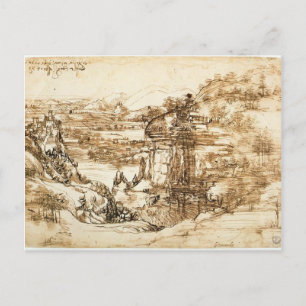 Carte Postale Leonardo Vinci - Dessin paysager pour Père Noël Ma