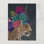 Carte Postale Leopard avec tête tropicale (Devant)