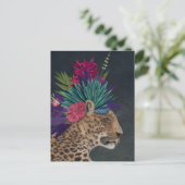 Carte Postale Leopard avec tête tropicale (Debout devant)