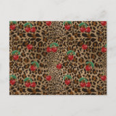 Carte Postale Leopard Cheetah Animal Print Red Cherry Pattern (Devant)