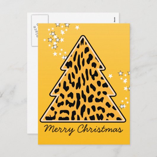 Carte postale Leopard cheetah Christmas Tree (Devant / Derrière)