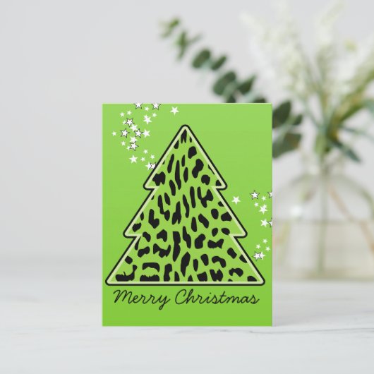 Carte postale Leopard cheetah Christmas Tree (Debout devant)