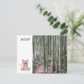 Carte Postale Léopard de dessin animé et forêt de bambou (Debout devant)
