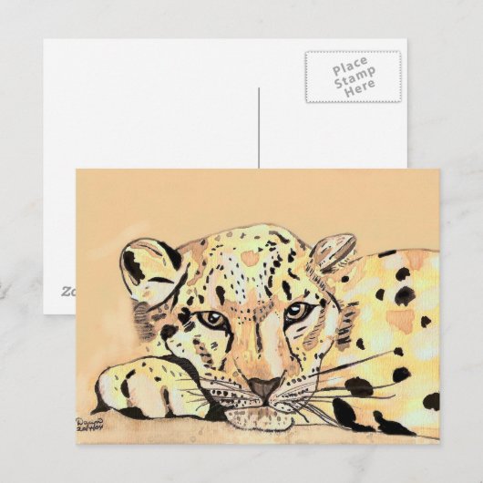 Carte Postale léopard des neiges (Devant / Derrière)