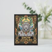 Carte Postale Léopard des neiges, faune Art Déco (Debout devant)