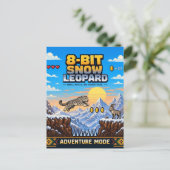 Carte Postale Léopard des neiges, Rétro Pixel Art 8-Bit (Debout devant)