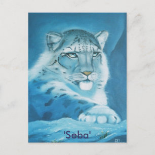 Carte Postale léopard des neiges, "Seba"