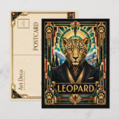 Carte Postale Léopard, faune Art déco (Devant / Derrière)