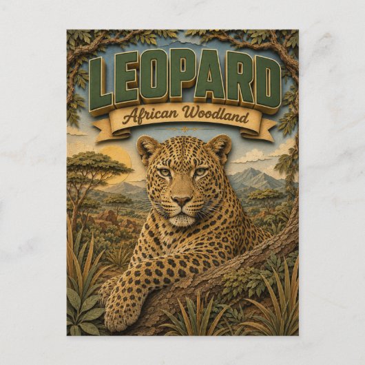 Carte Postale Léopard Forêt Africaine POPCUT (Devant)