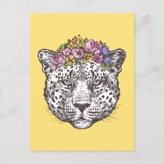Carte Postale Leopard Hippie Chic (Devant)