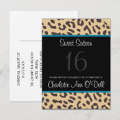 Carte Postale léopard ; invitation d'anniversaire (Devant / Derrière)