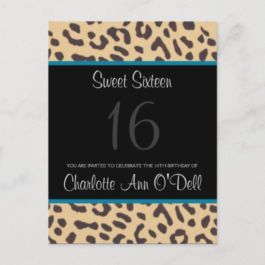 Carte Postale léopard ; invitation d'anniversaire (Devant)