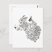Carte Postale Léopard noir et blanc (Devant / Derrière)