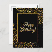 Carte postale Léopard Noir Or & Bijou (Devant / Derrière)