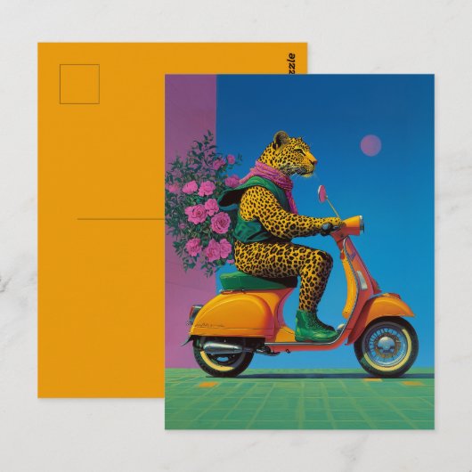 Carte Postale Leopard on Wheels : A Stylish Ride (Devant / Derrière)