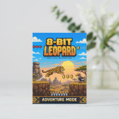 Carte Postale Léopard, Pixel Art 8 Bits Rétro (Debout devant)
