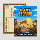 Carte Postale Léopard, Pixel Art 8 Bits Rétro (Devant / Derrière)