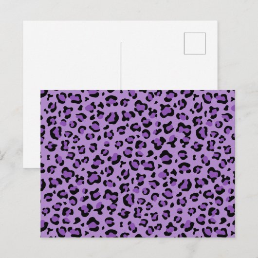Carte Postale Leopard Print, Léopard Spots, Purple Leopard (Devant / Derrière)