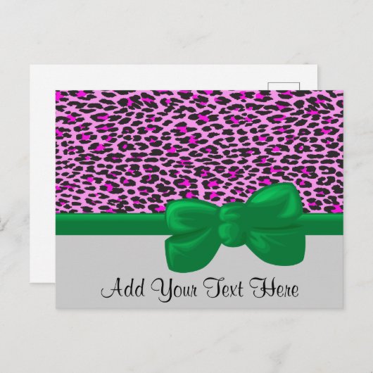 Carte Postale Léopard Print, Léopard Spots, Rose Léopard (Devant / Derrière)