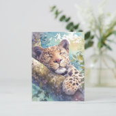 Carte Postale Leopard Resting on Tree Branch in Sunlit Forest (Debout devant)