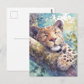 Carte Postale Leopard Resting on Tree Branch in Sunlit Forest (Devant / Derrière)