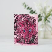 Carte Postale Leopard Rose Aux Yeux Bleus (Debout devant)