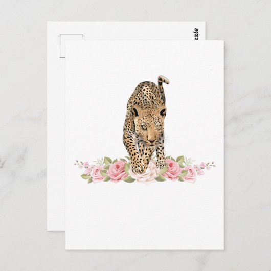 Carte Postale Léopard, Rose léopard, Fleur léopard (Devant / Derrière)