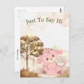 Carte postale léopard rose personnalisée pour enfa (Devant / Derrière)