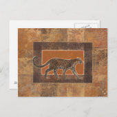 Carte Postale Leopard sur Orange et Arrière - plan Brown (Devant / Derrière)