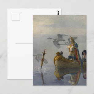 Carte Postale L'épée dans la main : Garçon roi Arthur par N.C. W