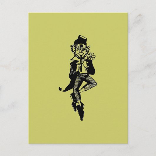 Carte Postale Leprechaun avec Flûte (Devant)
