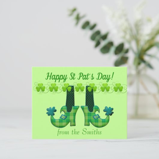 Carte Postale Leprechaun Chaussures Saint Patrick's Day (Debout devant)
