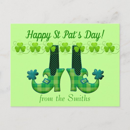 Carte Postale Leprechaun Chaussures Saint Patrick's Day (Devant)