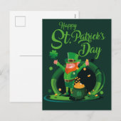 Carte postale Leprechaun de la Saint Patrick (Devant / Derrière)