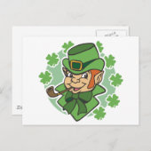 Carte Postale Leprechaun Dessin Saint Patrick (Devant / Derrière)