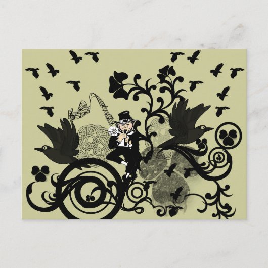 Carte Postale Leprechaun en noir (Devant)