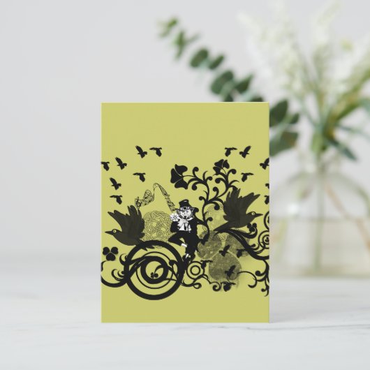 Carte Postale Leprechaun en noir (Debout devant)