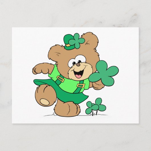 Carte Postale Leprechaun Fille Teddy Ours (Devant)