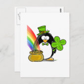 Carte Postale Leprechaun Penguin (Devant / Derrière)