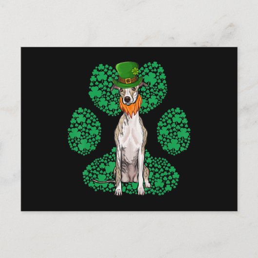 Carte Postale Leprechaun Whippet Jour de la Saint Patrick Shamro (Devant)